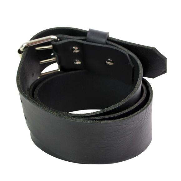 SADDLE BLACK GENUINE LEATHER 2 1/2"Wd CLASSIC CASUAL DRESS MEN'S BELT Sz 52 (G53 - Picture 4 of 11